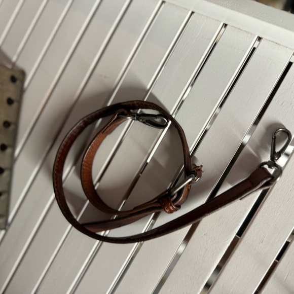 Lucky Brand Black Pebble Leather And Brown Tote Bag  With Shoulder Strap - Picture 7 of 8